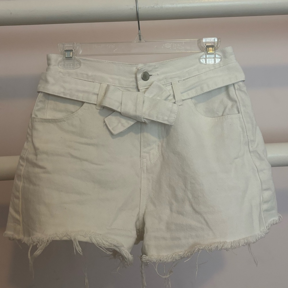Aqua High Waist White Shorts